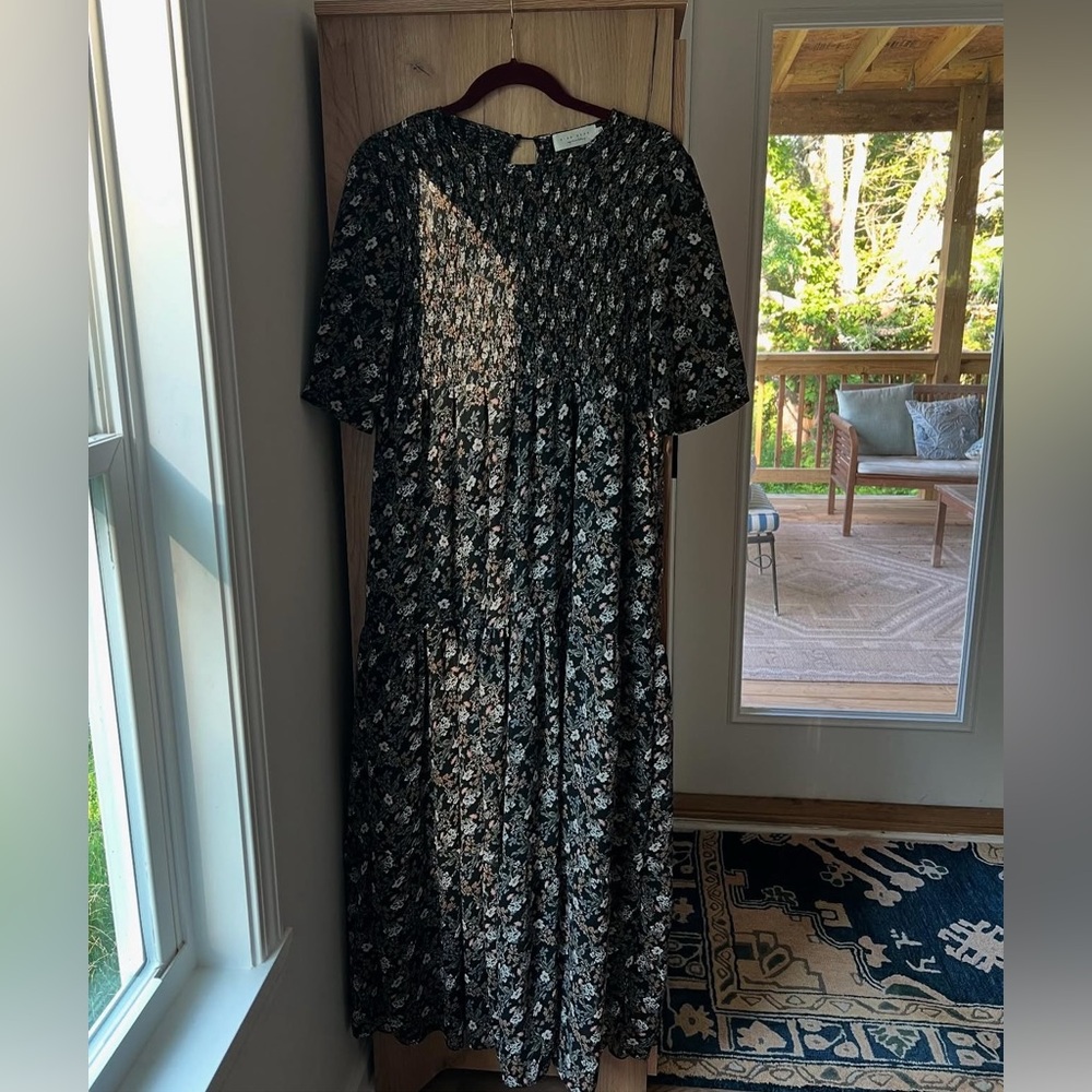 Sign Here Floral Smocked Maxi Dress